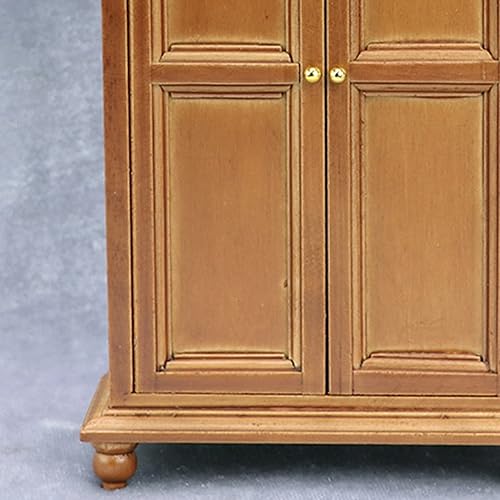 Miniatura 2 de Armario de madera en miniatura Retro Mano de obra meticulosa Minimalista Casa de muñecas Armario vertical de madera para muñeca 112 Ébano
