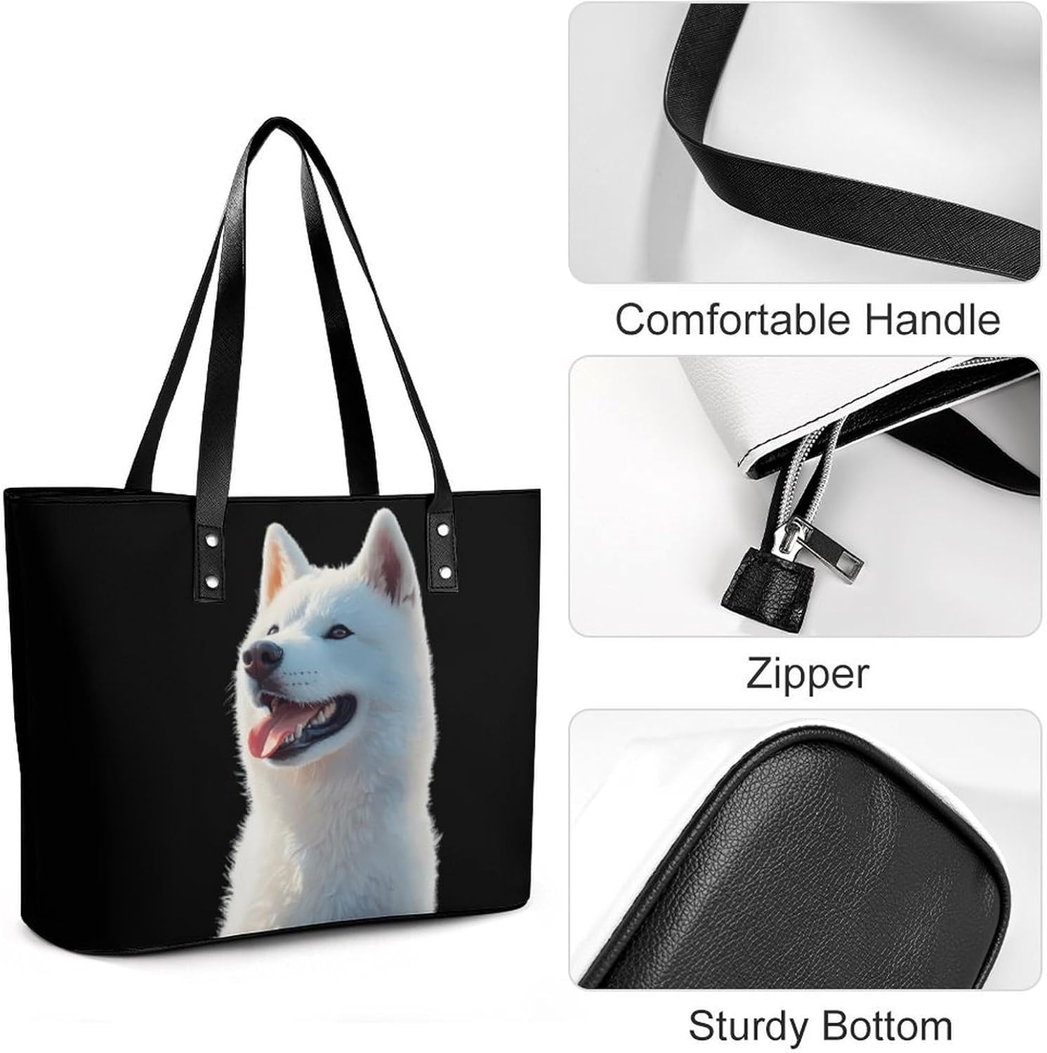 Akita Dog Women's Tote Leather Handbag Shoulder Bag Purse for Shopping Travel