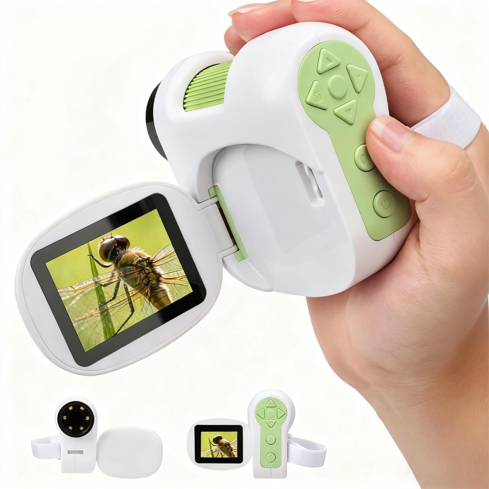 Mikroskop für Kinder mit 100–1600-fachem Zoom und LED, 3-in-1-Handmikroskop für Kinder, digitales Kindermikroskop mit 1080P DV-Kamera, kompatibel mit Mac OS und Windows, wissenschaftliches