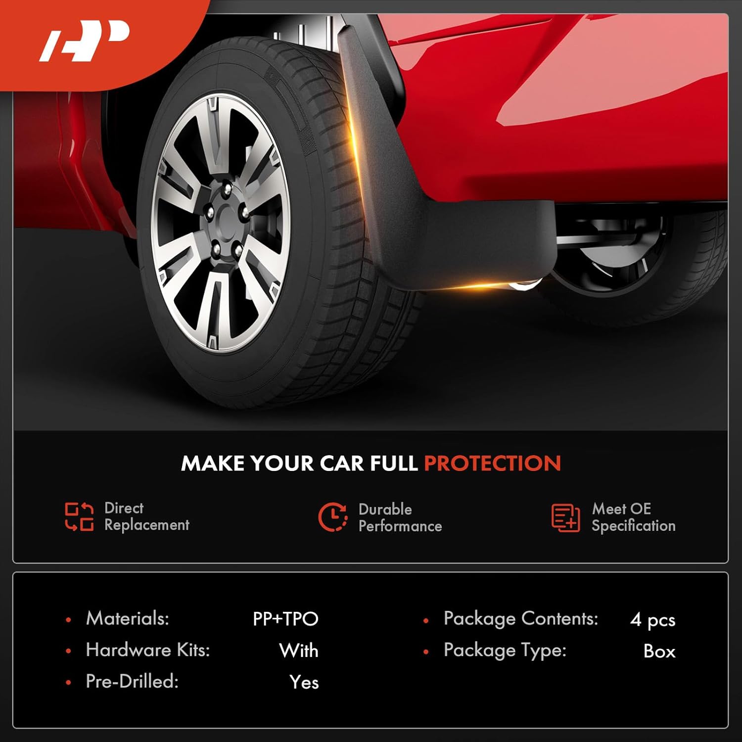 A-Premium Set of 4PCS Mud Flaps Splash Guards Mudguards Mudflaps with Hardware Kits Accessory Compatible with Lexus RX350 Base, F Sport, 2020-2022, Sport Utility, Front and Rear