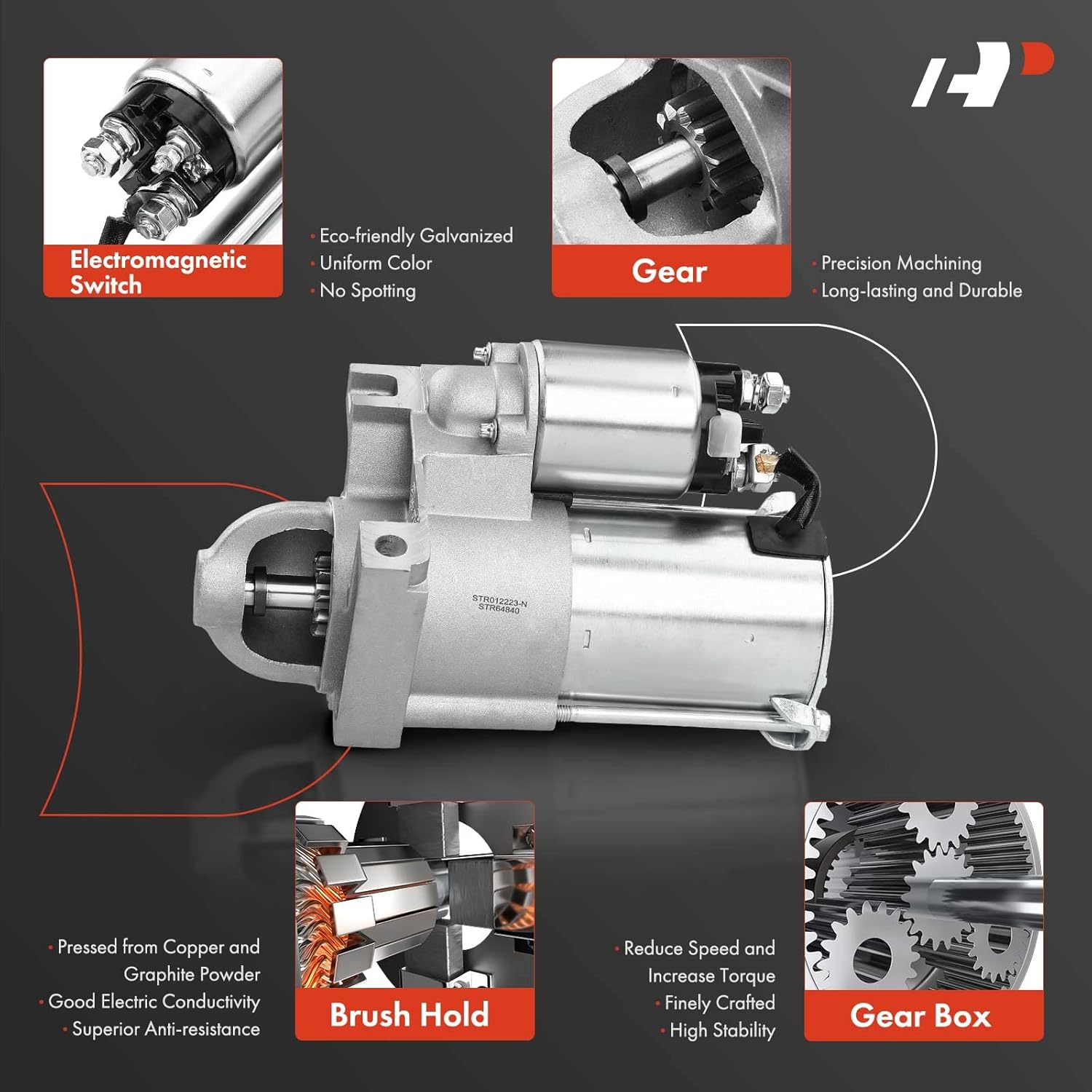 A-Premium Starter Motor Compatible with Chevy Impala, Monte Carlo, Camaro & Buick Lacrosse, Regal, Lesabre & Pontiac Grand Prix, V6 3.8L, 12V 1.4kW CW 11-Tooth, Replace# 10465525, 9000872, 12563718
