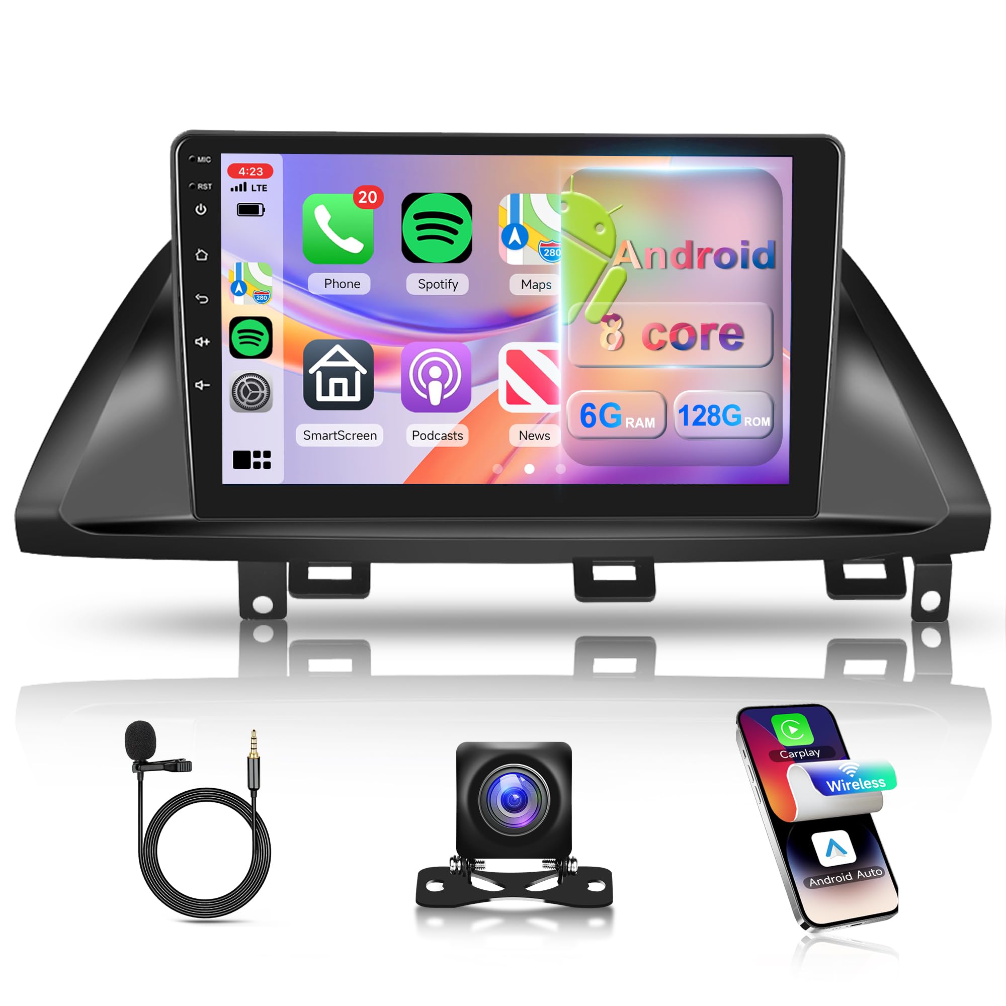 KYNNT 6G+128G Car Radio for Honda Odyssey 2005-2010, Android Car Stereo for Odyssey Wireless CarPlay Android Auto, DSP-32EQ, GPS Navigation WiFi, Bluetooth 10'' Touch Screen FM Backup Camera MIC