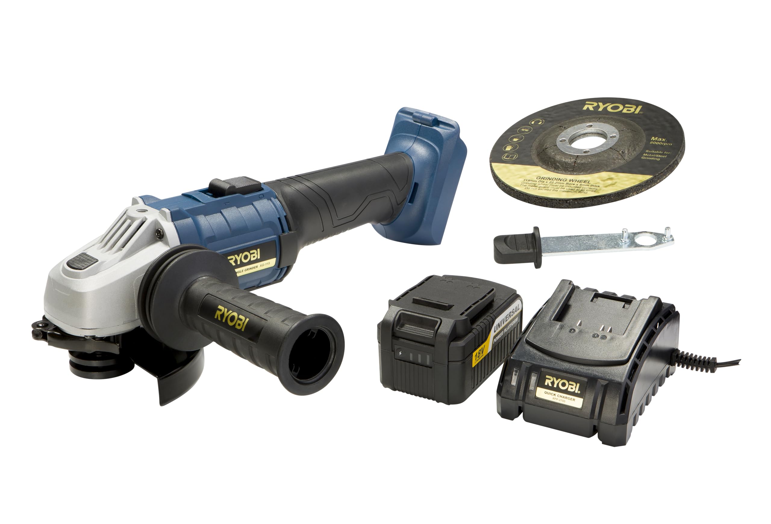 Variable Speed Ryobi RAG800-115 800W 115mm Corded Angle Grinder