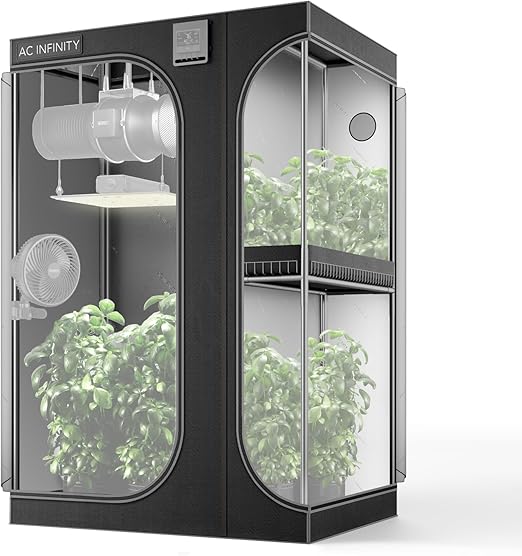 AC Infinity CLOUDLAB 743D 2-in-1 Advance Grow Tent, 48”x36”x72” Thickest 1 in. Poles, Highest Density 2000D Diamond Mylar Canvas, 4x3 for Hydroponics Indoor Growing