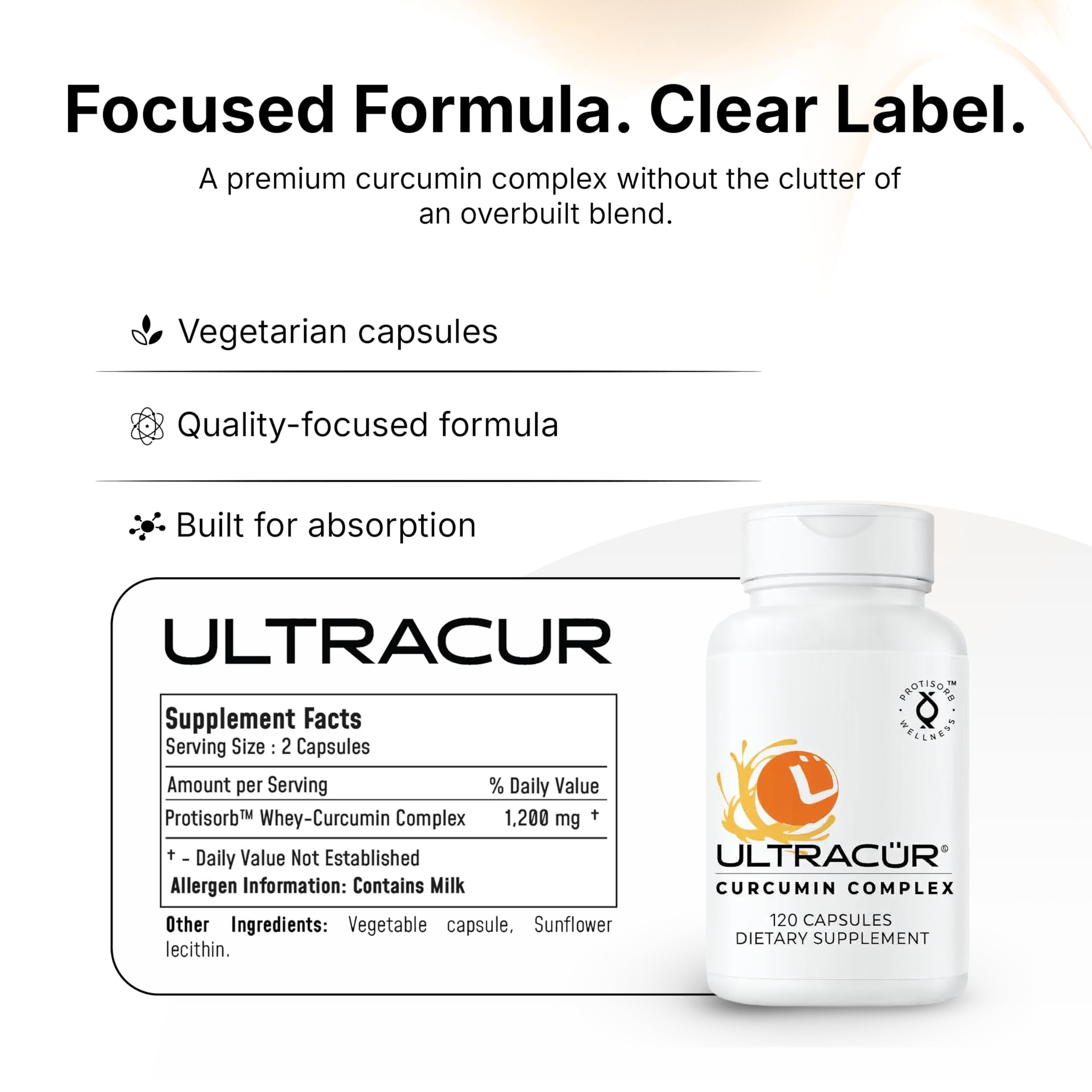 UltraCur Curcumin Complex Supplement - Ultra Bioavailable High Absorption Turmeric Curcumin Supplement for Joint, Muscle & Brain Support - Patented Protisorb for Premium Absorption – 120 Capsules — Amazon image 5