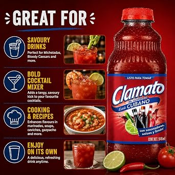 Clamato Cubano Bottle 12 x 946ml Case | Mexican Tomato Juice Mix for Cocktails Pack of 12