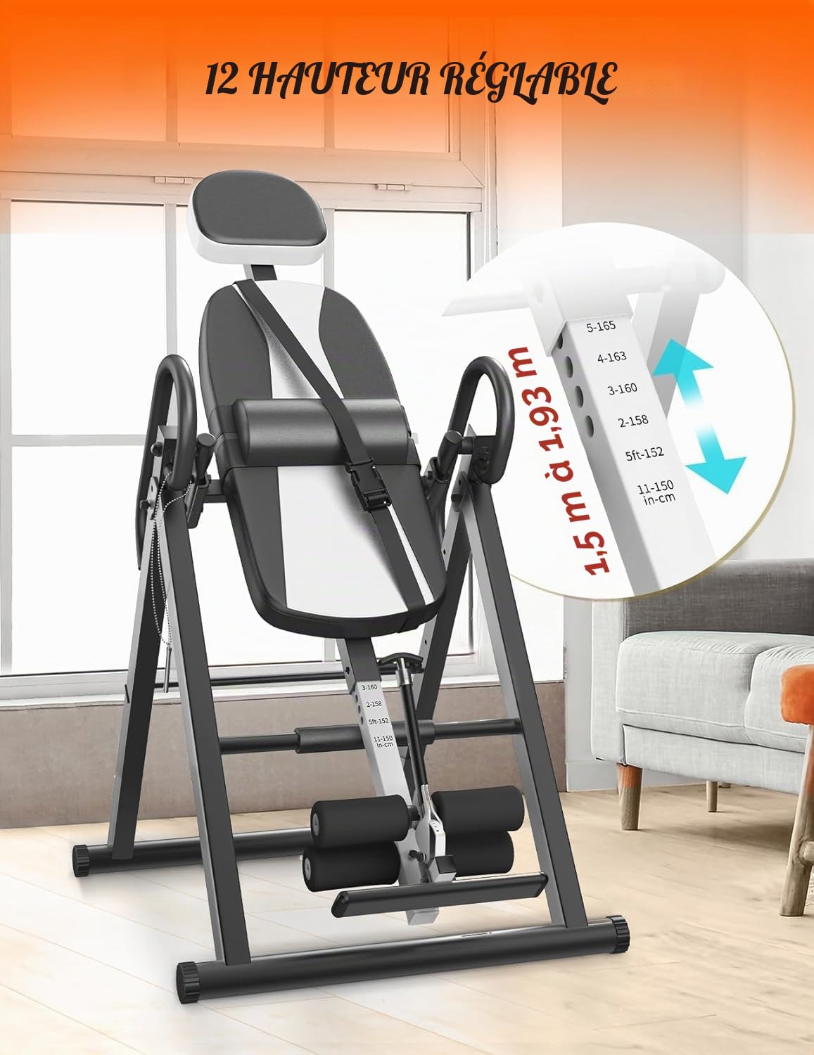 YOLEO Gravity Table d'inversion Robuste avec appuie-tête réglable et Ceinture de Protection pour soulager la Douleur