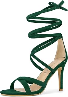 Allegra K Women Stiletto High Heel Open Toe Lace Up Cross Strap Sandals