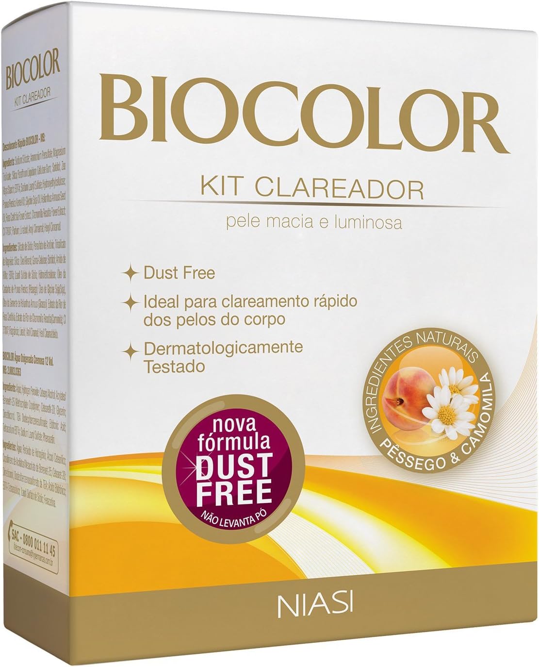 Biocolor Flash Lightning Hair Bleach Lightener Kit for Light Medium Or Dark Brown & Black Hair Color with natural Ingredientes and free of dust With Peach and Chamomile Dermatologically tested.