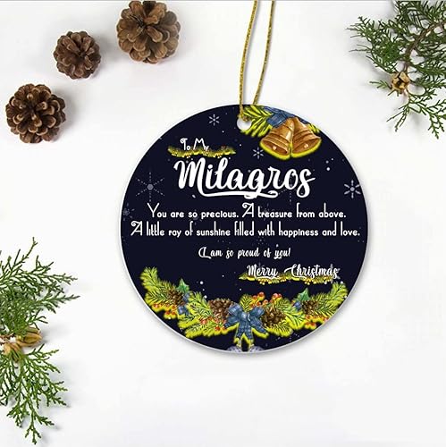 Christmas Ornaments Tree with Name Milagros Ornament - to My Milagros, I Am So Proud of You! - Romantic Christmas Décor Gift for Milagros Ornament