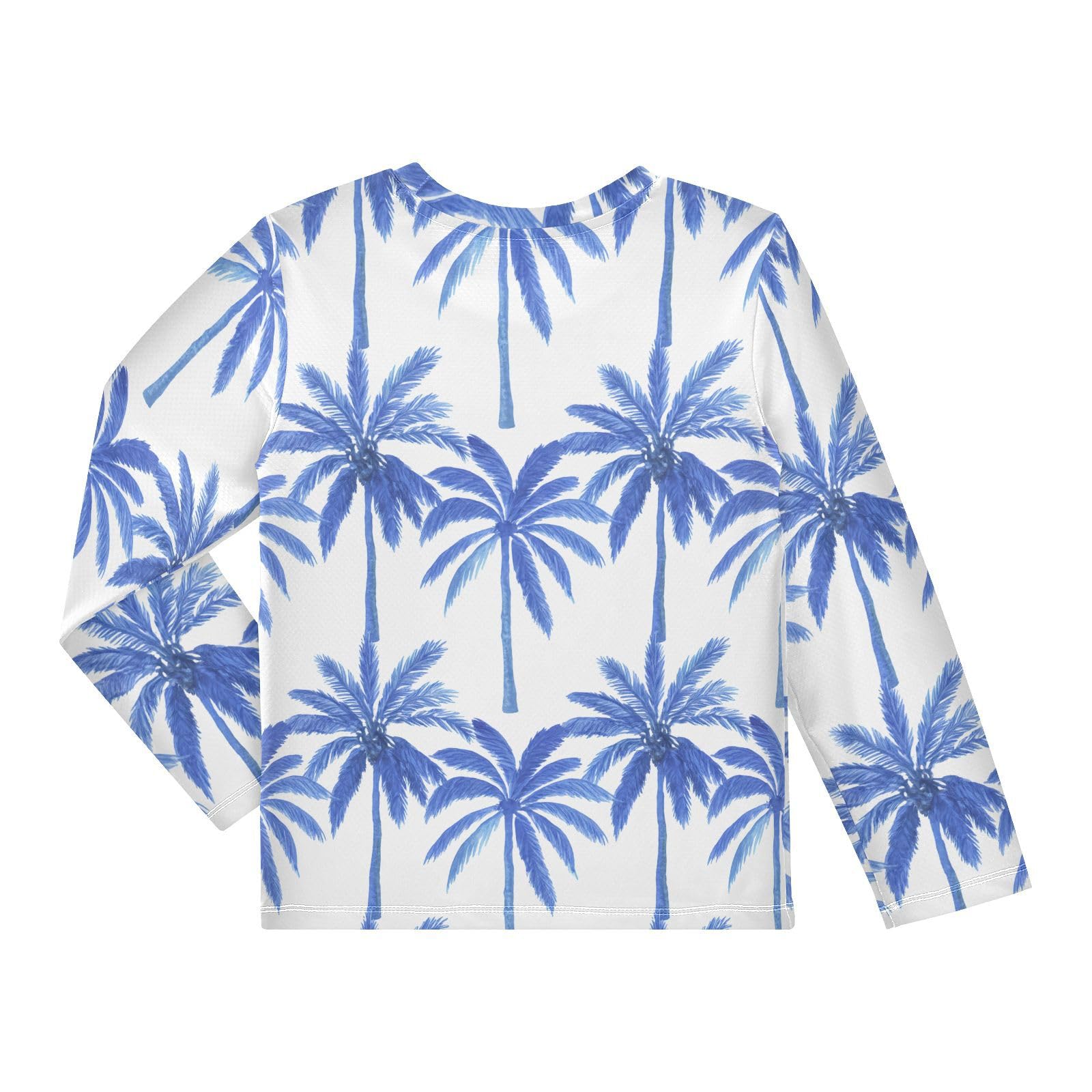 Blue Palm Trees Rash Guard Shirt for Boys Sun Protection Shirt for Kids Toddler UPF50+ 5-6T