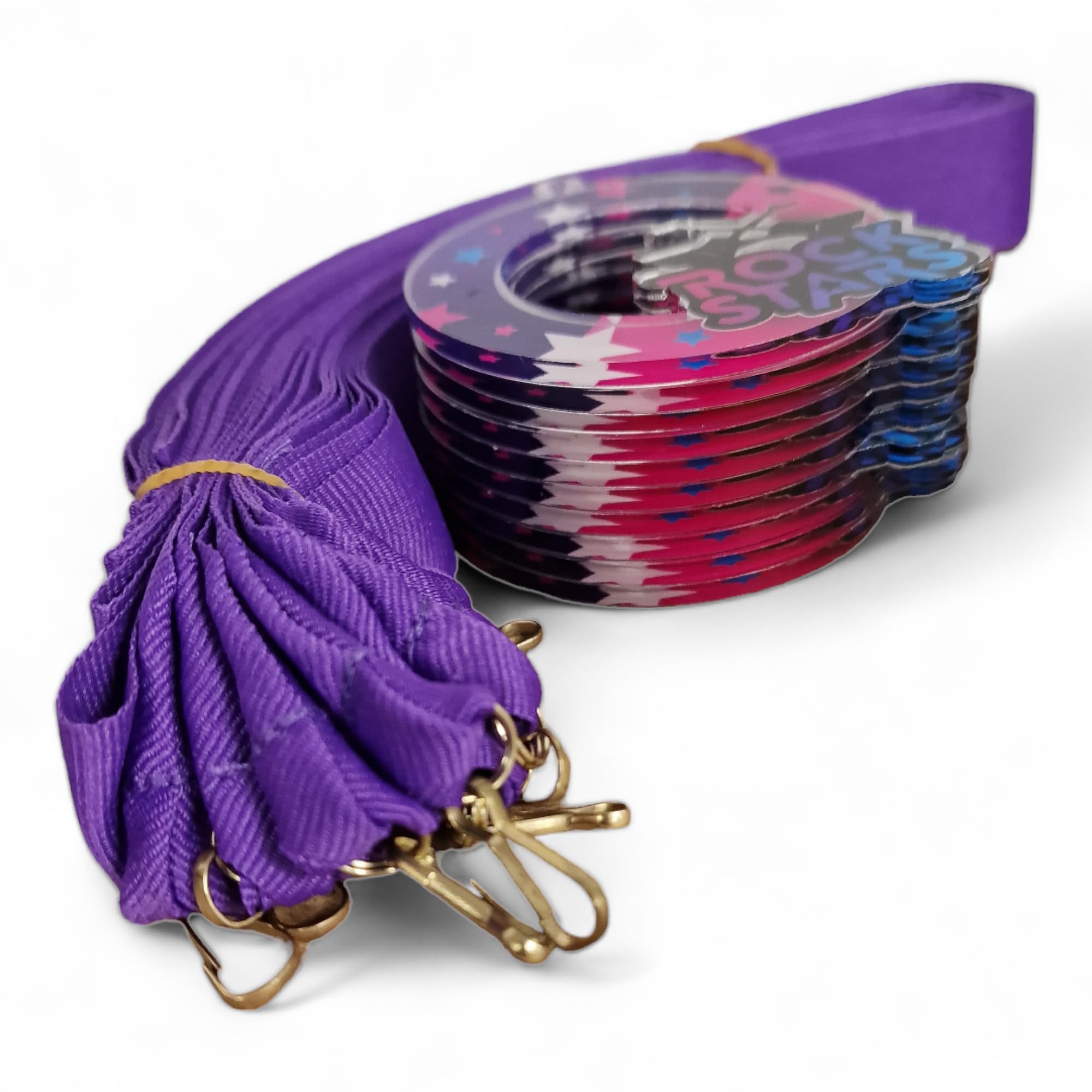 Trophy Monster Pack of 10x Rock Stars 60mm Medals with Free Purple Ribbons, Multi Colour, 10x Pack of Medals - Image 2