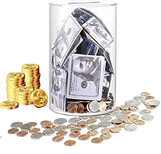 Clear Piggy Bank for Adults Kids Must Break to Open, 10