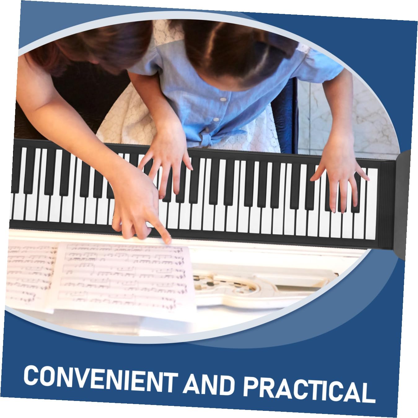 Pianoforte Arrotolabile Elettronico Portatile 61 Tasti per Ragazzo Ragazza | Silicone Nero, 128 Timbri, 1000 Mah Ricaricabile, Accessori Audio, Microfono e Pedale Sustain