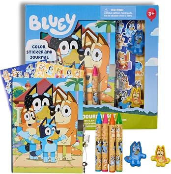 Innovative Designs  ocuklar i in Bluey G nl k Seti, Kilitli ve Anahtarl  G nl , Boya Kalemleri,  kartma Sayfalar  ve Silgiler - Bluey ve Bingo