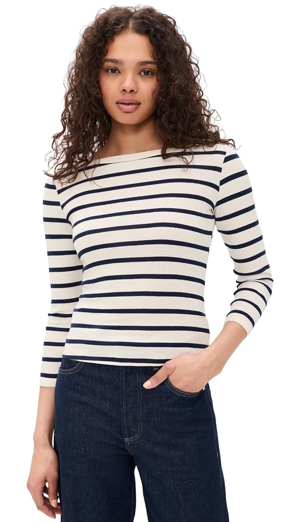 Citizens of Humanity Women's Boat Neck Slim Tee, Azure Stripe, M by Citizens of Humanity - Used condition - US$76.51