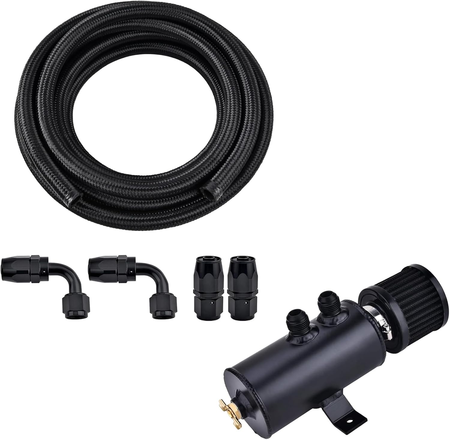 EVIL ENERGY 10an Oil Catch Can with 10AN Fuel Line Fitting Kit 10FT