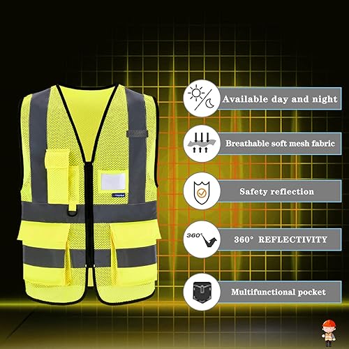 Miniatura 3 de A-SAFETY - Chaleco de seguridad de alta visibilidad mejorado, chaleco de 2 bandas y tirantes Hi Viz para motocicleta, correr, ciclismo, actividades