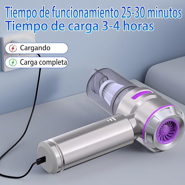 Aspirador 4 en 1 de Mano inalámbrico: Aspirador para Coche, Mini Aspirador con succión Fuerte de 22000 Pa, soplador de Polvo. Se Puede Utilizar Tanto en el hogar como en el Coche - 5