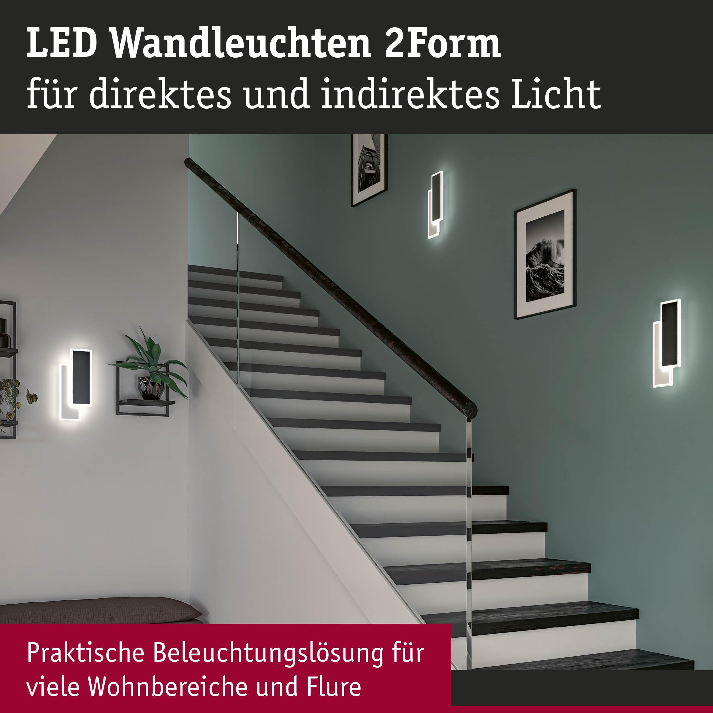 Paulmann 71167 WD 2Form WL LED 16W 150x350mm Weiß Schwarz 230V Acryl Metall