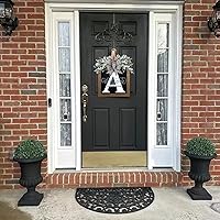 Vista 5 de Letrero de bienvenida personalizado de apellido de 16 pulgadas, coronas de puerta para puerta delantera exterior, corona de primavera