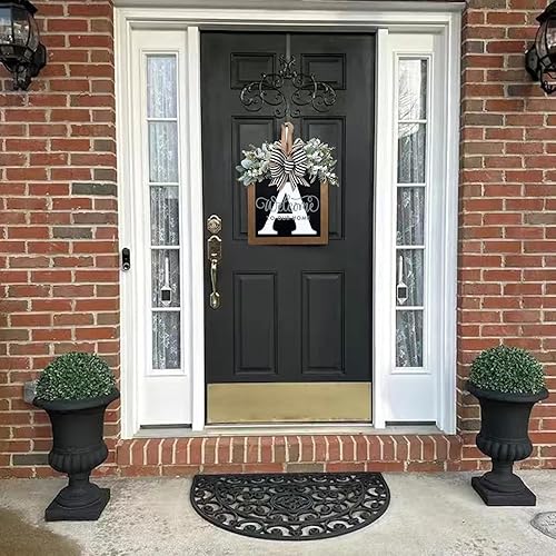 Miniatura 9 de Letrero de bienvenida personalizado de apellido de 16 pulgadas, coronas de puerta para puerta delantera exterior, corona de primavera para