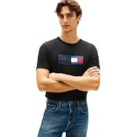 Tommy Hilfiger Uomo T-Shirt Maniche Corte Brand Love Text Box in Cotone
