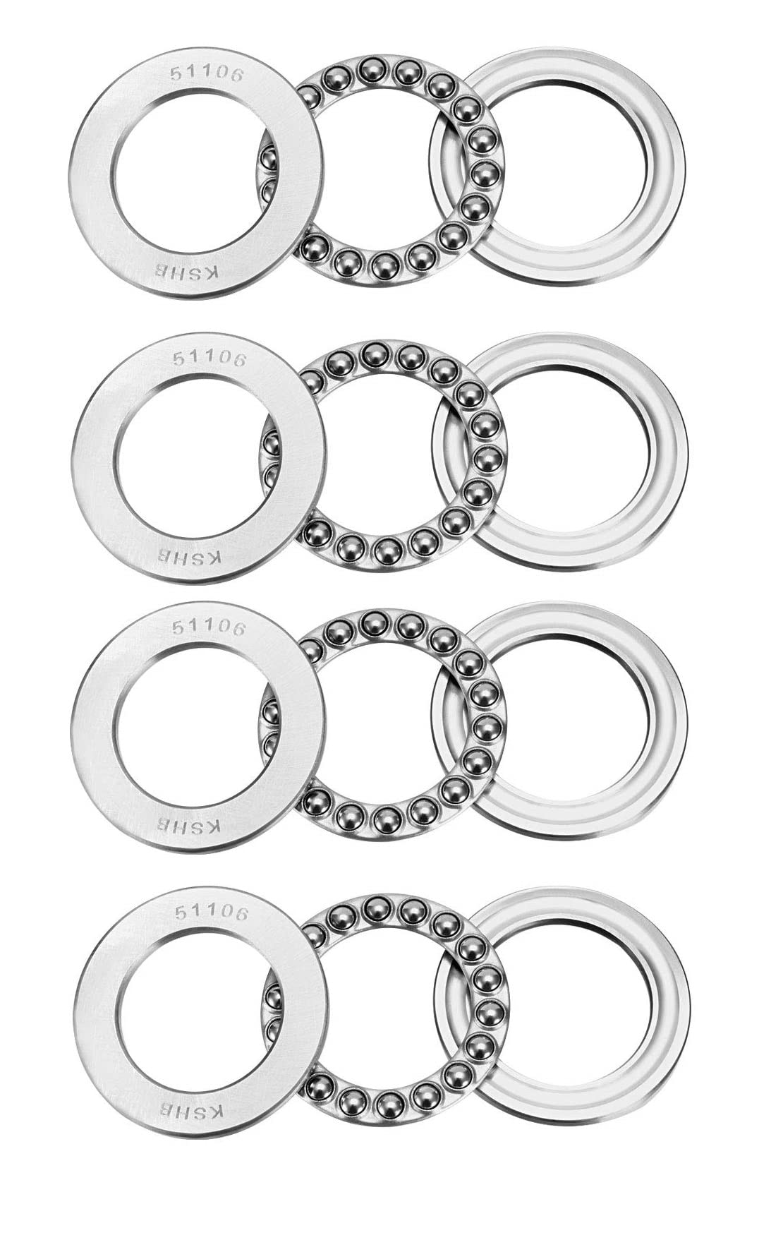 INVENTO 4Pcs 51106 30mm Axial Thrust Ball Bearing 30x47x11mm Single Direction carbon steel ball bearing (B09M1HWP1F) Amazon Price History, Amazon Price Tracker