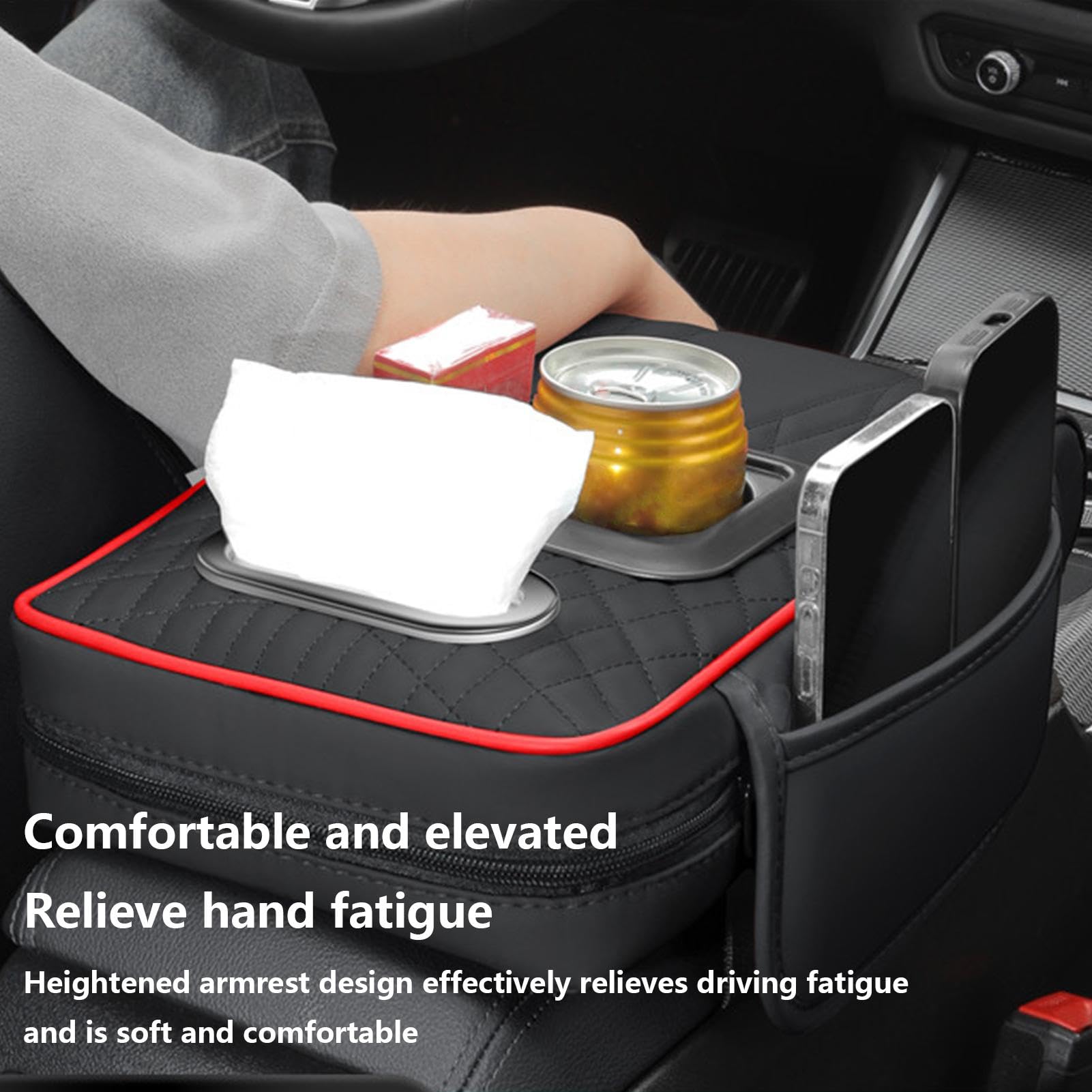 Podk?adka do samochodu Armrest Pad, ci??arówka Suv Rv Armrest Cushion, uchwyt kubek i uchwyt tkaniny, Center Console Cushion do SUV, ci??arówki, RV z kieszonkami do przechowywania, wygodna