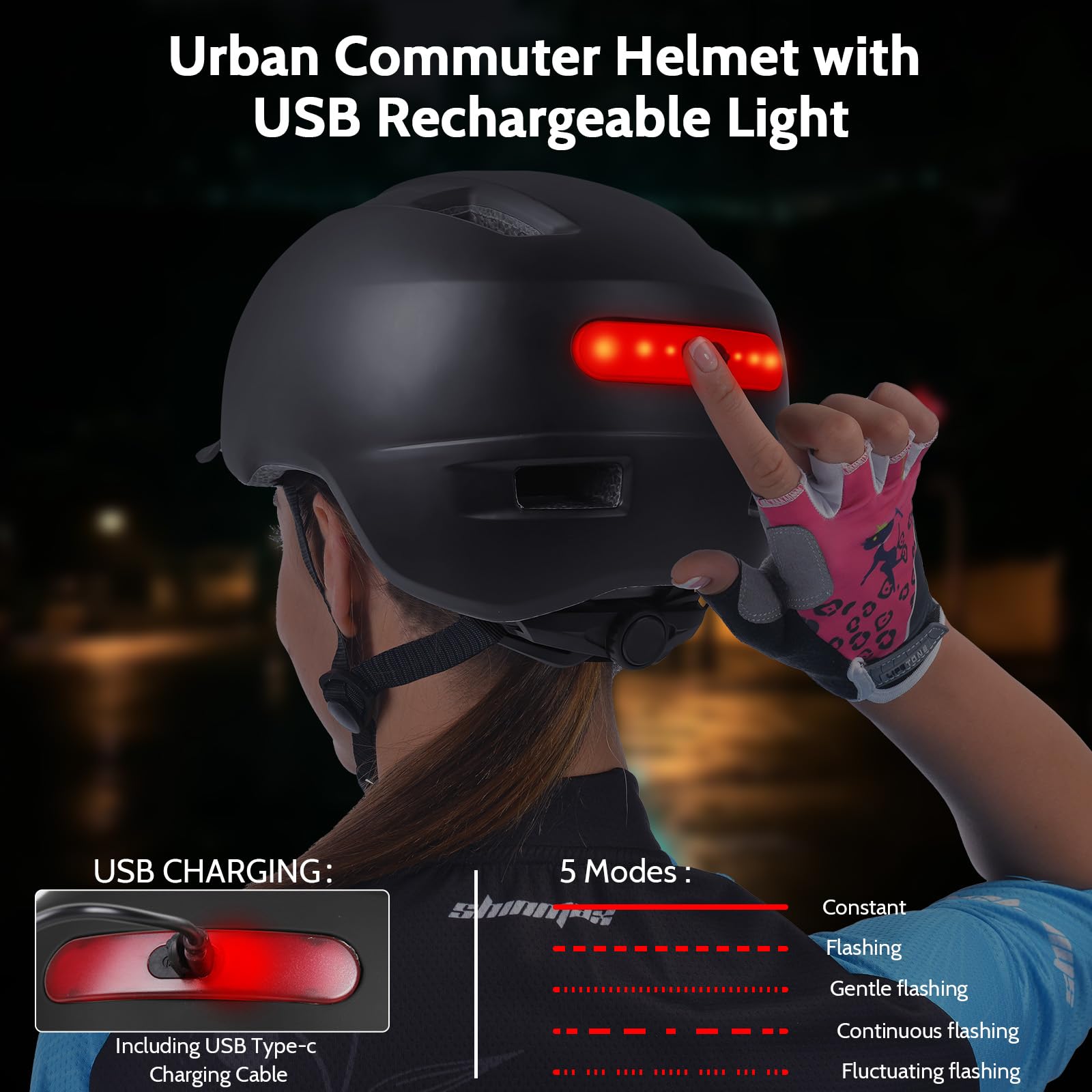Shinmax Bicycle Helmet for Men and Women Bike Helmet with Light, 5 Modes, Bicycle Helmet with Visor, Mountain Bike Helmet - Image 3