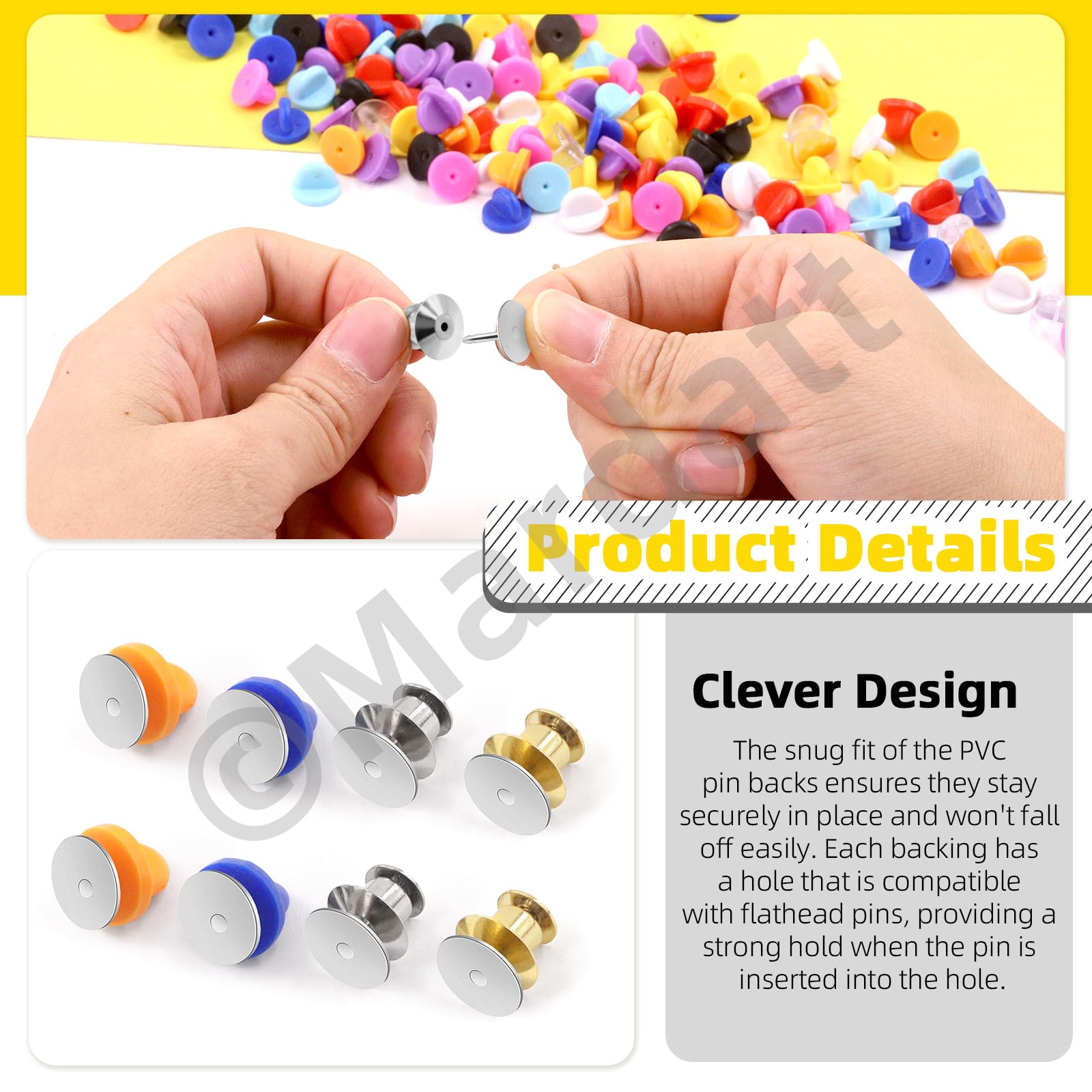 Mardatt 320Pcs Multicolor Rubber & Metal Pin Backs Set for Brooches Ties Hats Badges Replacement - Image 4
