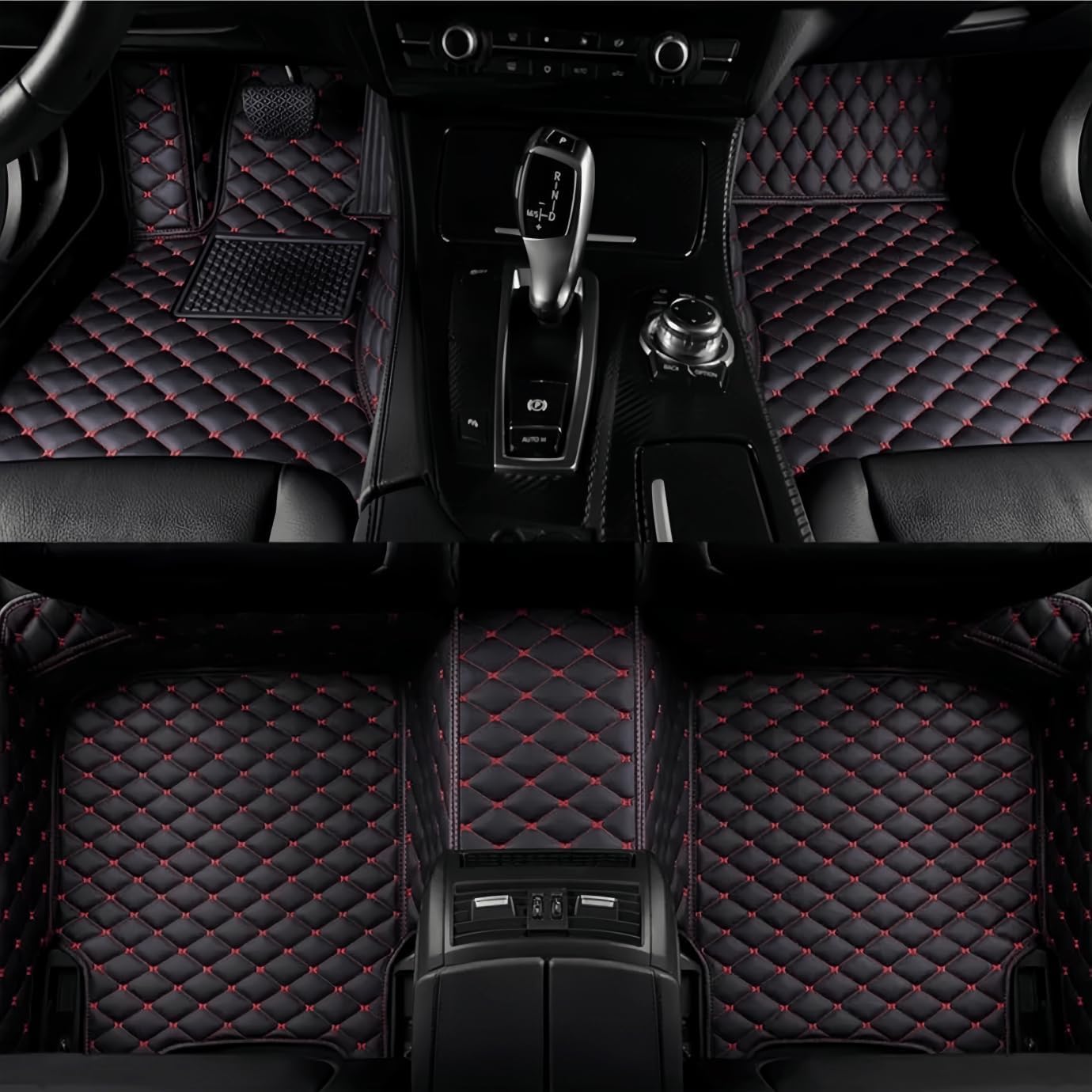 Mmpzz Brown Car Floor Mats For Jaguar F-Pace Hybrid Phev 2021-2025, Waterproof And Non-Slip Leather Floor Mats, Car Floor Mat Accessories,