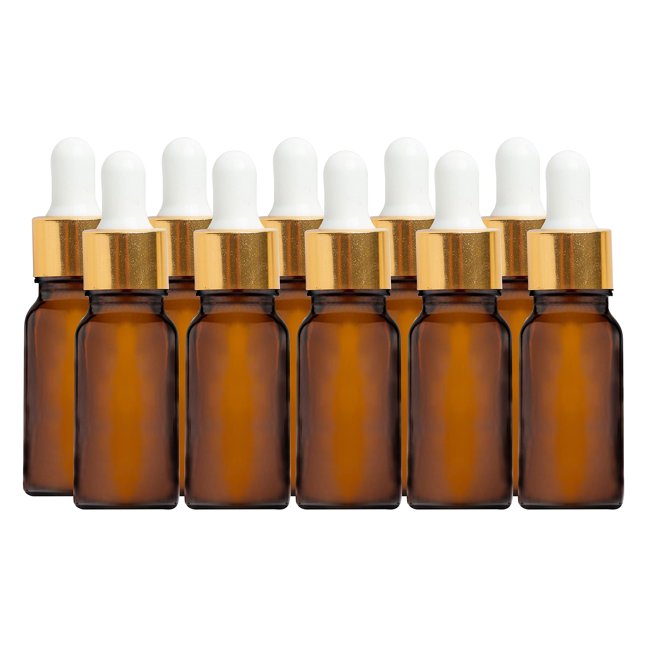 Zenvista 10ml Amber Color Glass Bottle With Golden Plating Dropper For Essential Oils, Fragrances, Perfumes - (Pack of 10)-image-28