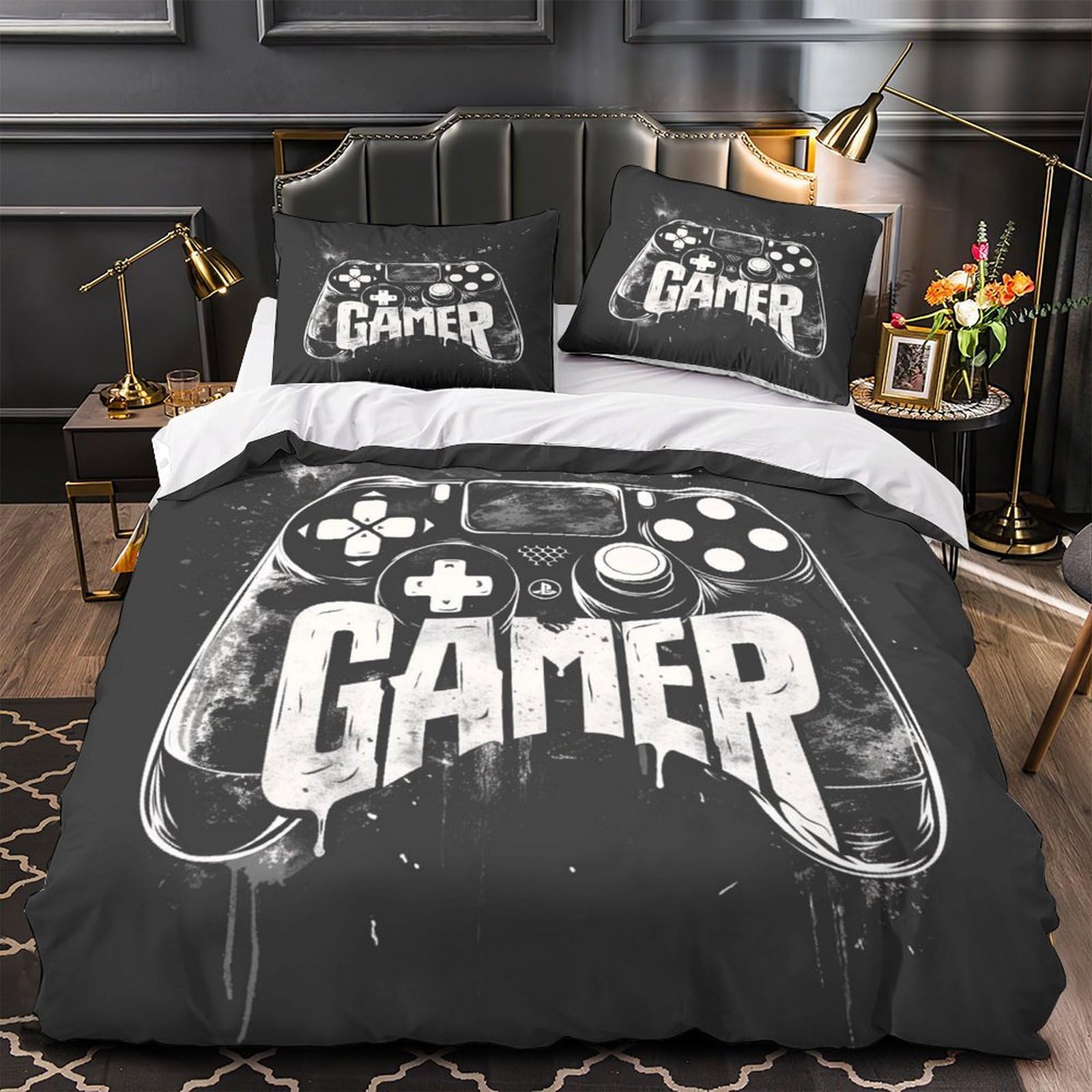 Parure de lit 3D game controller housse de couette double 200x200cm respirante et douce
