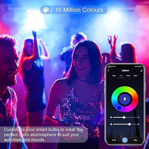 Miniatura 4 de 5 W  40 W, bombilla LED inteligente, forma de globo A15, compatible con Alexa, Google Home, E12, regulable, WiFi, cambio de color, blanco