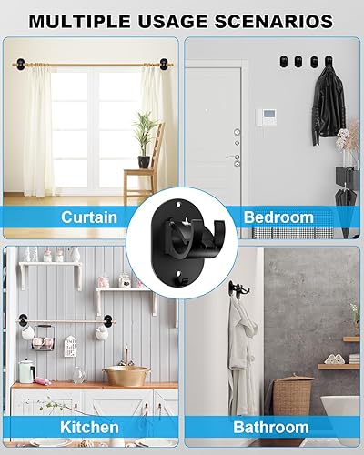 Miniatura 7 de 6 soportes para barra de cortina sin taladro, soporte autoadhesivo para barra de cortina sin taladrar, ganchos universales para barras de cortina