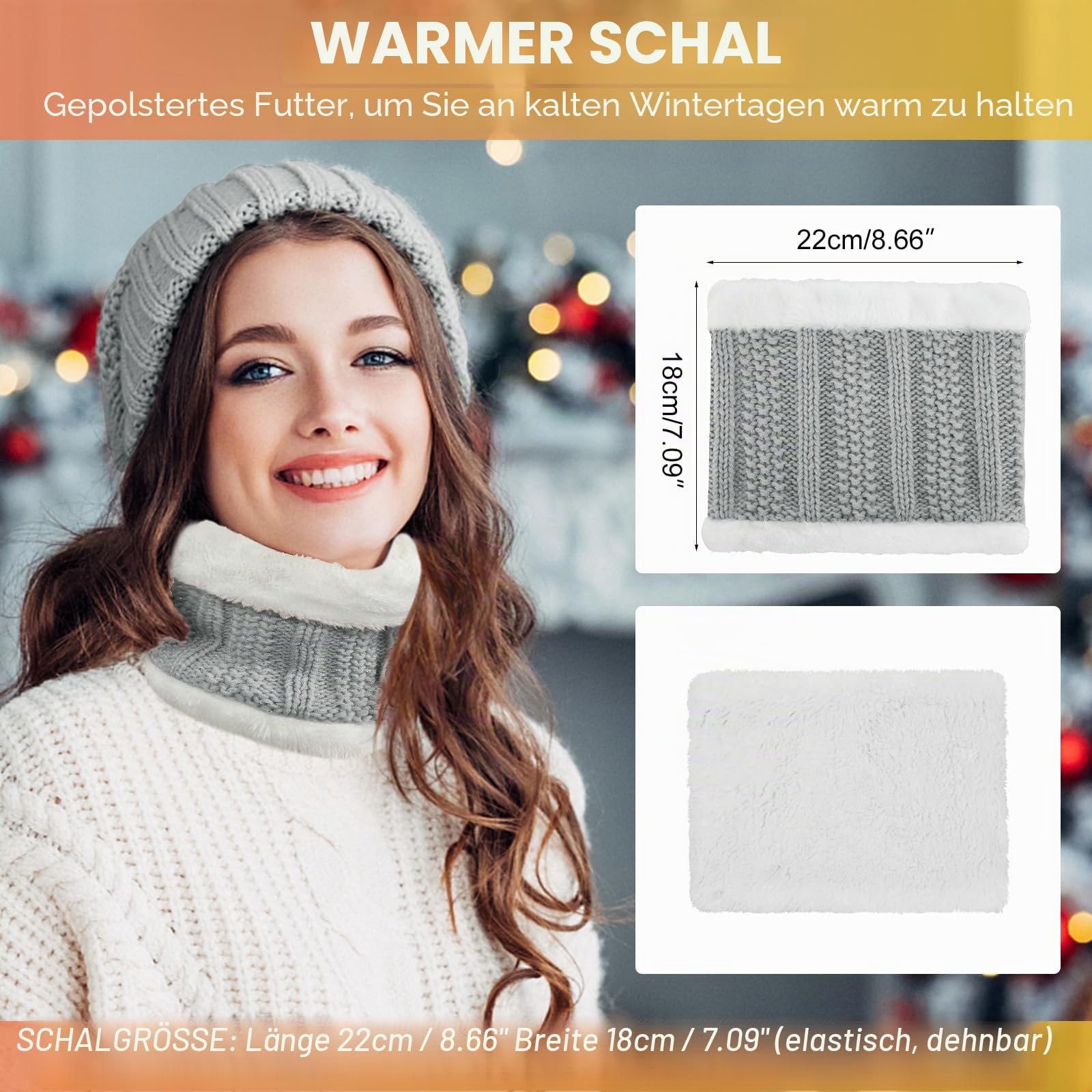 Tuopuda Wintermütze Handschuhe Damen Warme Beanie Winter Mütze Strickmütze Schal Gestrickte Handschuhe Verdickte Socken Plüsch Ohrenschützer Kombi Set Geschenk für Outdoor Sport Wärmen