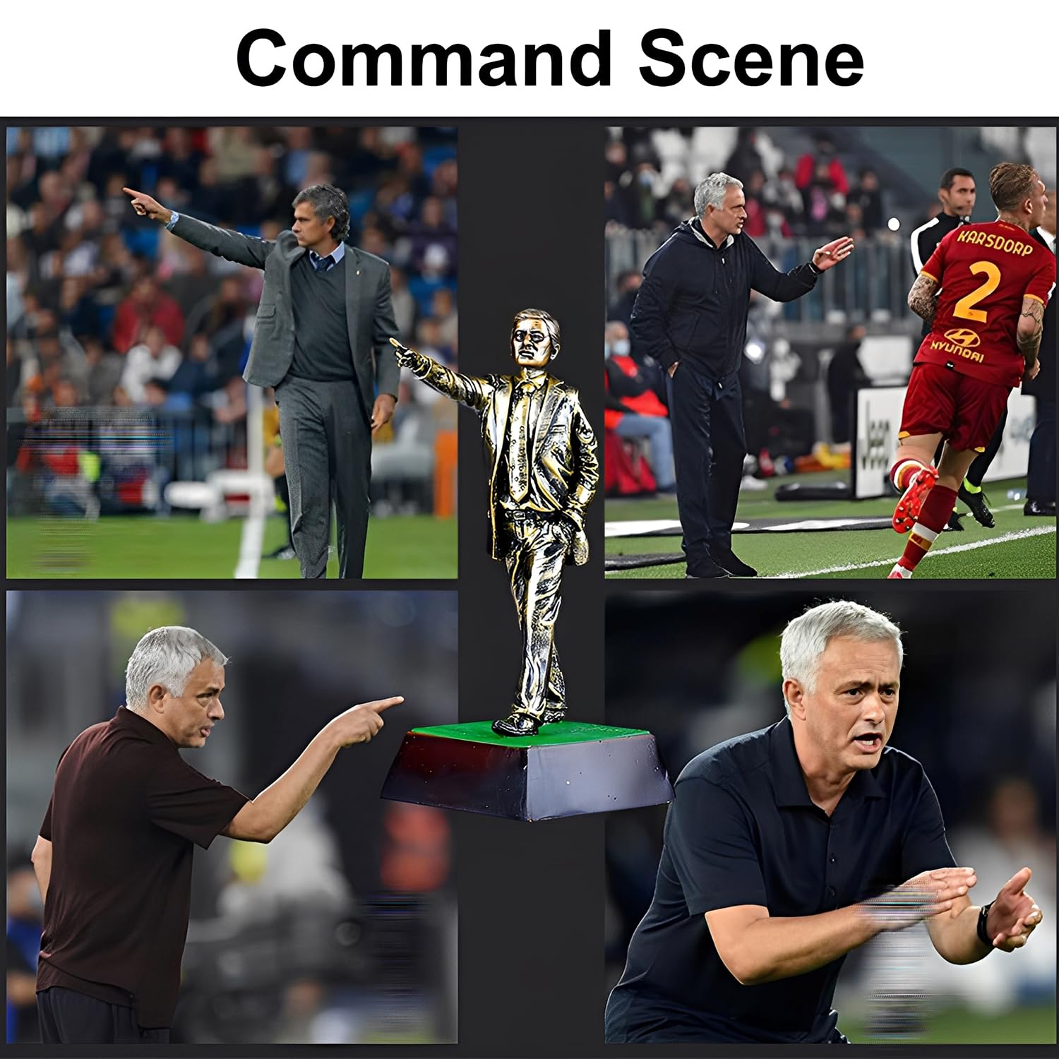Trofeo Miglior Allenatore di Calcio Mourinho Statuetta – Coppa in Resina per Maestri Tattici e Leader di Squadra, Regalo Personalizzato per Fan del Calcio