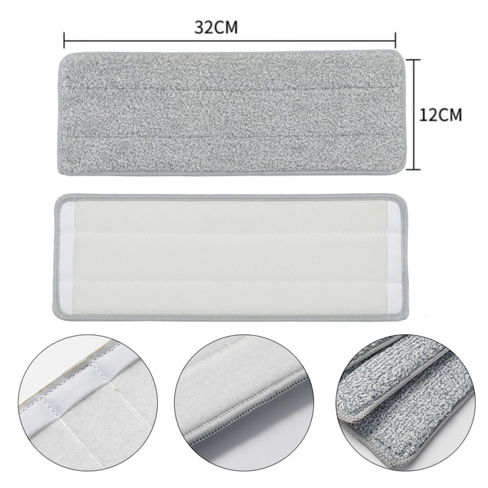 Lot de 6 serpillères de rechange en microfibre, env. 33 x 12 cm, pour enlever les taches et nettoyer le sol