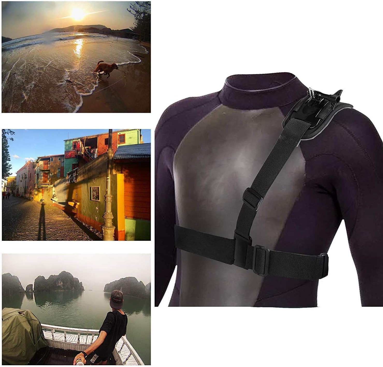 Navitech Adjustable Shoulder Body Strap Harness Mount Strap = Compatible with FMAIS Action Camera