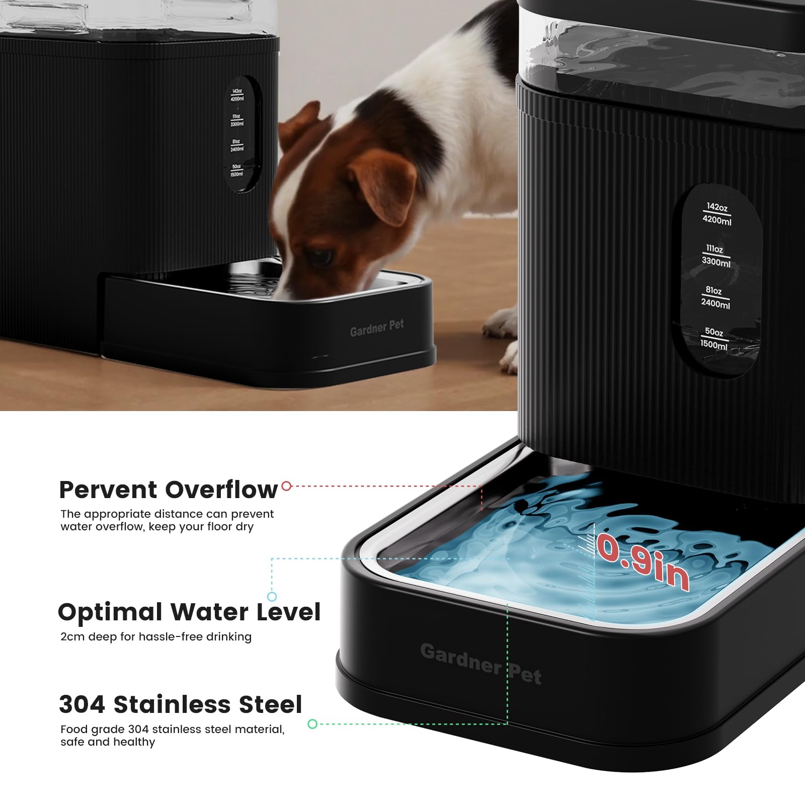 Gardner Pet Automatische waterdispenser, 6,5 l, zwaartekrachtdrank met