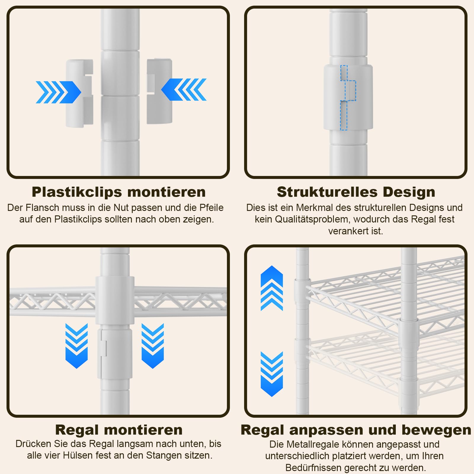 Podwójny Wieszak na Ubrania na Kółkach Wieszak o Dużej Wytrzymałości z 2 Haczykami Regulowanymi Półkami, Stabilny Metalowy Stojak do Sypialni, Pralni i Garderoby 60 * 42 * 205cm Biały