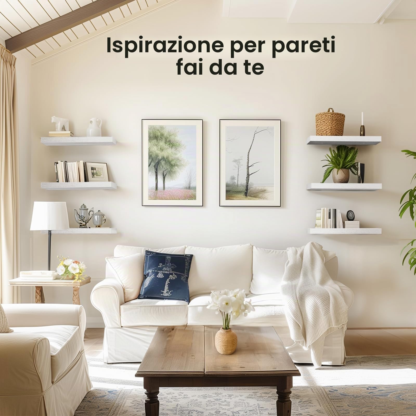 STOREMIC Mensola da Parete, mensole da Parete in Legno, 40 cm, mensole Decorative, Set di 3 Pezzi, con Ampio Spazio per Camera da Letto, Ufficio, Soggiorno, ECC
