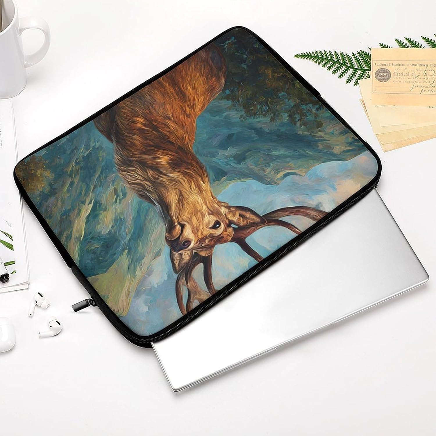 Deers Stands in Wilderness Laptop Case Sleeve Computer Tablet Bag 10inch image 3