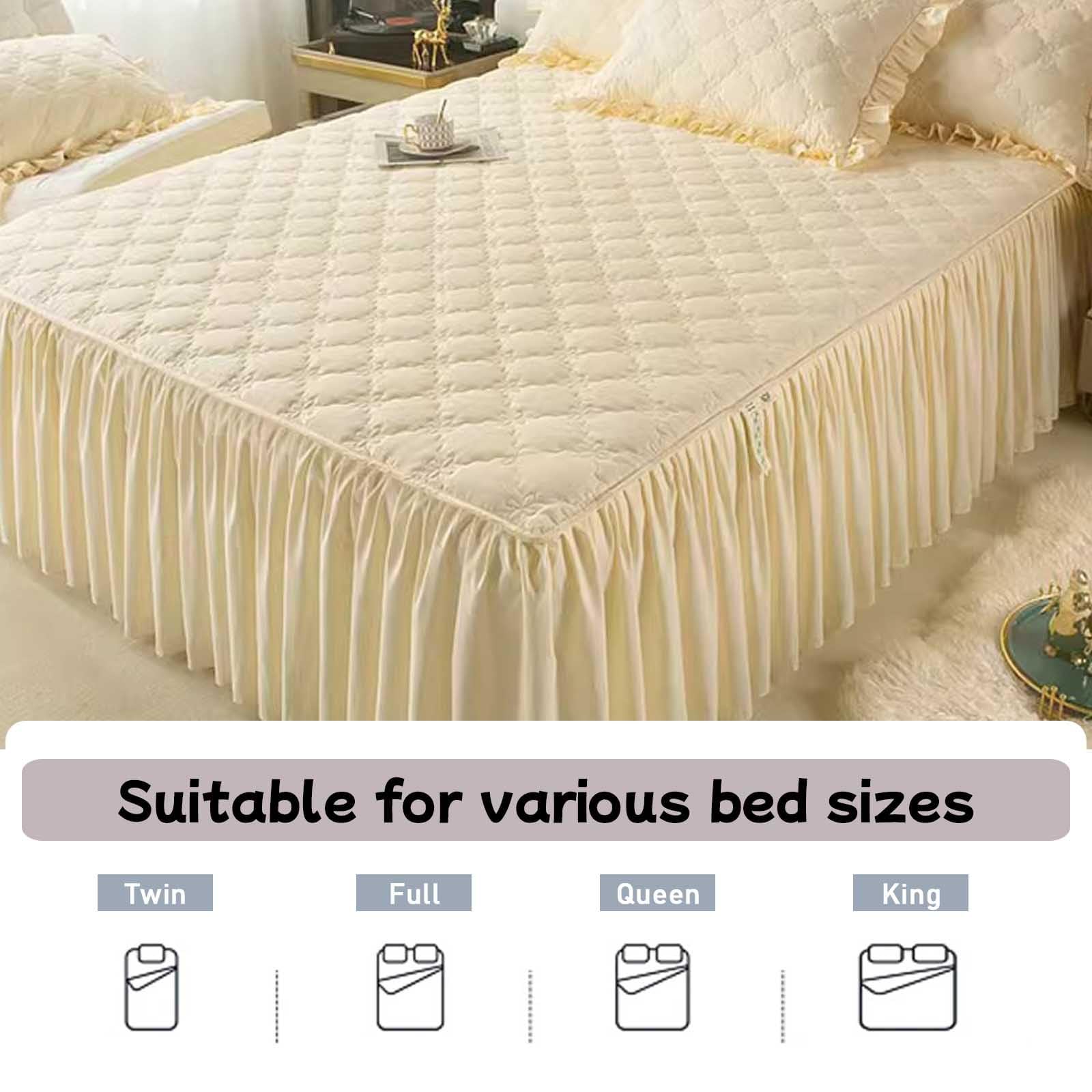 Xiao Ren Bett Husse Box Spring Bett Bettrock Elastisch Bed Skirts & Valances Bettrock Tagesdecke 180x200 RüSchen(#4,150x200cm)
