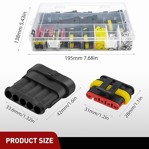 Vista 48 de Nilight Conector de terminal 50020R de 2 pines de 16 AWG de cable impermeable de 0.059 pulgadas, paquete de 10