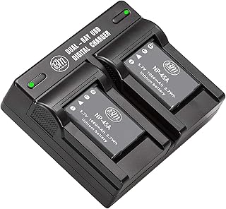 BM 2-Pack of NP-45 Batteries and Dual Charger for Fujifilm INSTAX Mini 90, FinePix XP130, XP140, XP150, XP50, XP60, XP70, XP80, XP90, T350 T360 T400 T500 T510 T550 T560 JX500 JX520 JX550 JX580 Cameras