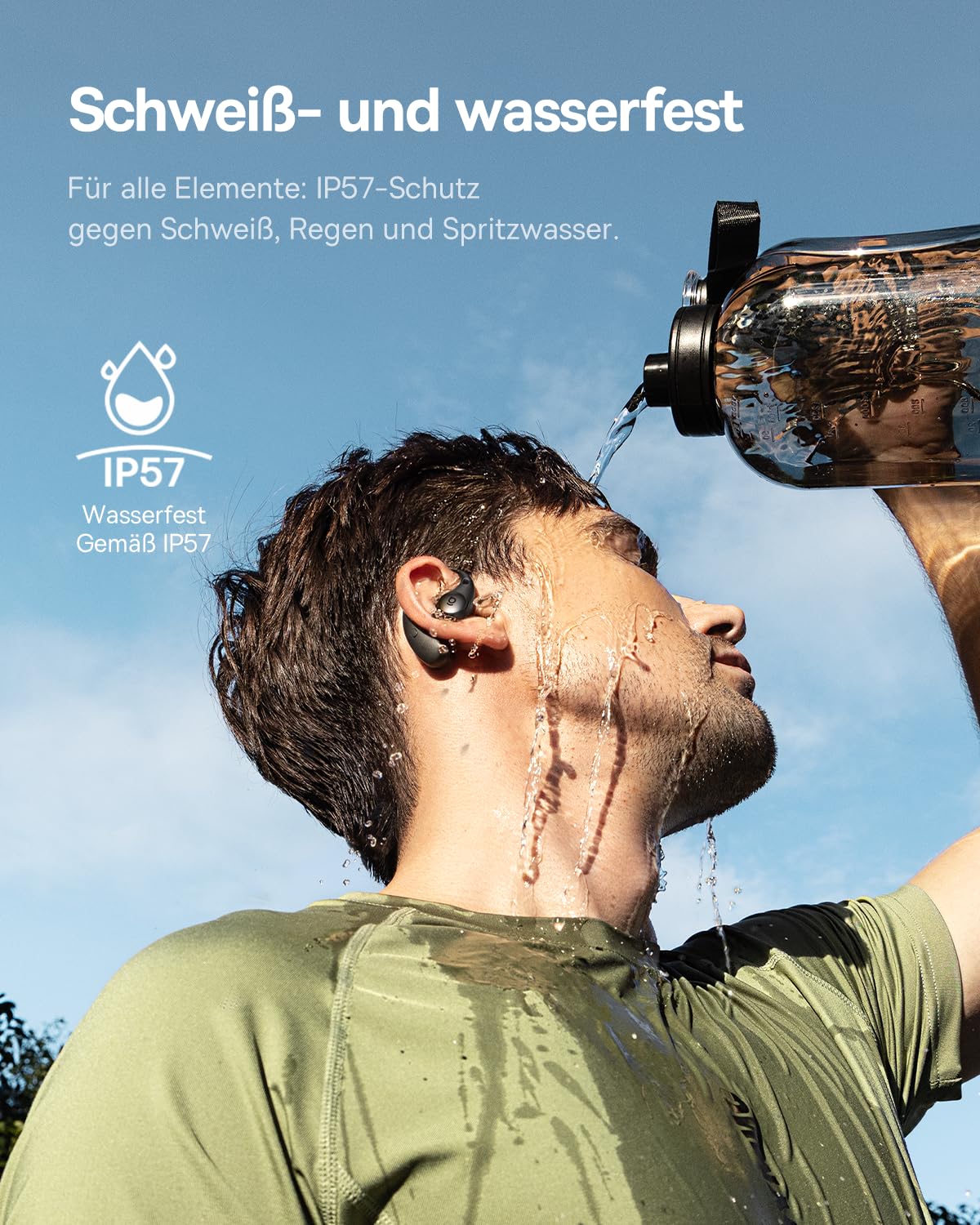Baseus Eli Sport2 Open Ear Kopfhörer, Open Ear Headphones Sport mit S-Komfortkurve, 45H Playtime, SuperBass 2.0, IPX7, Bluetooth 6.0, 4-Mic KI-klare Anrufe, Sportkopfhörer für Fitness Laufen