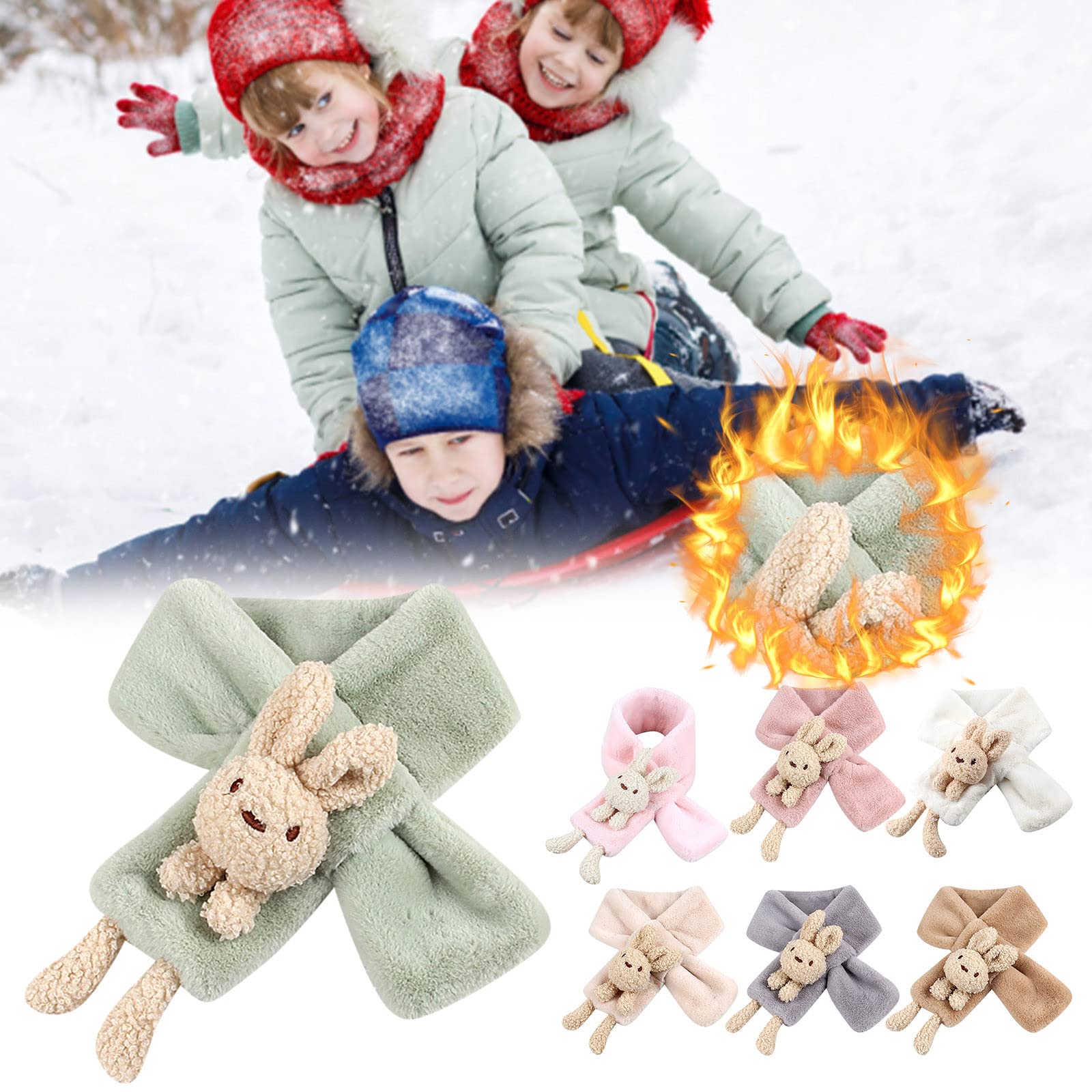 Écharpe Enfant En Peluche Douce - Forme Lapin Ou Dessin Animé - Hiver Chaud Et Confortable - 6