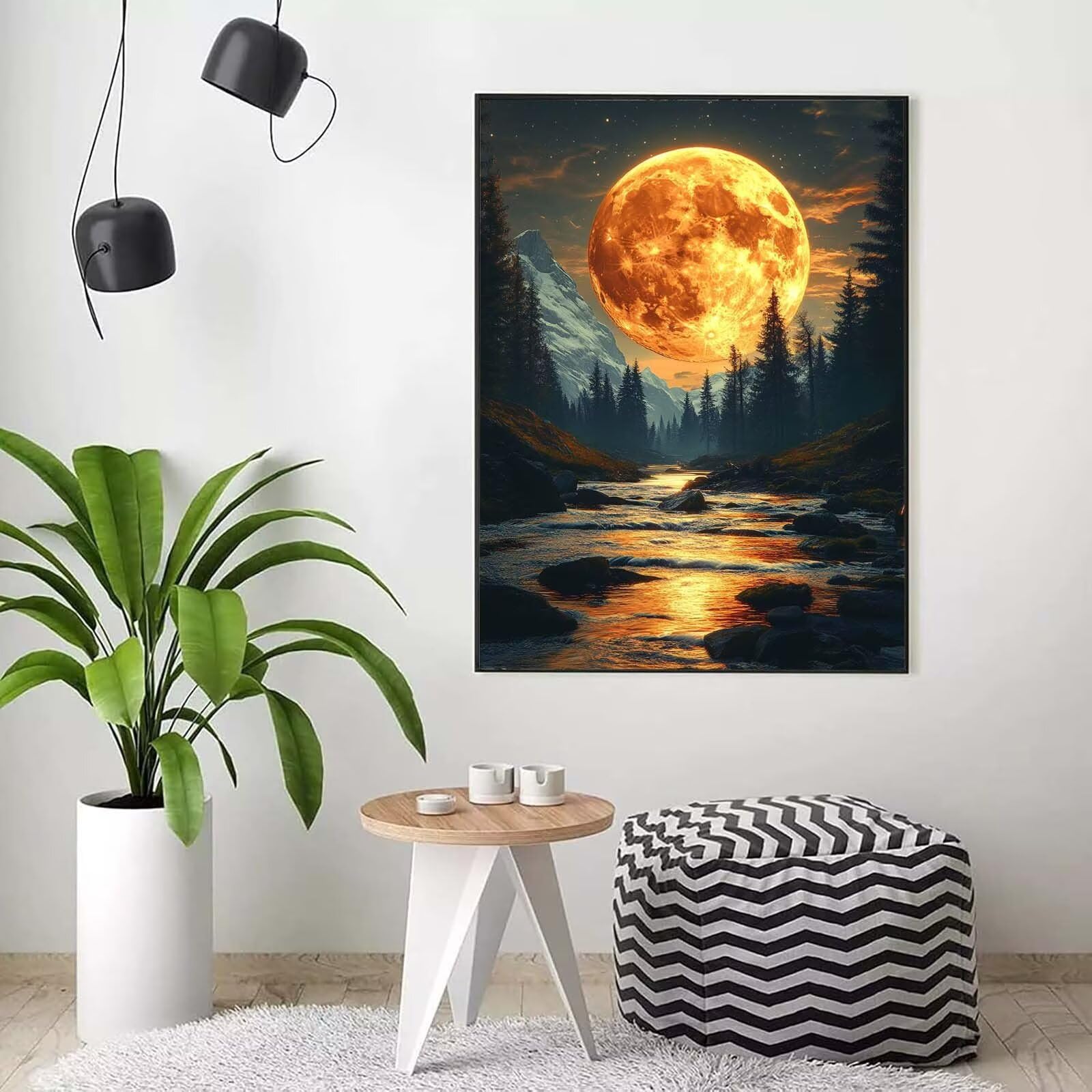 paysage Peinture Numero Adulte, Avec Pinceau and Acrylique 80x100cm j0-233 | Peinture par Numero Lune-2, Activité Manuelle Adulte Débutants, Tableau Decoration Murale, Cadeau Femme, Sans Cadre
